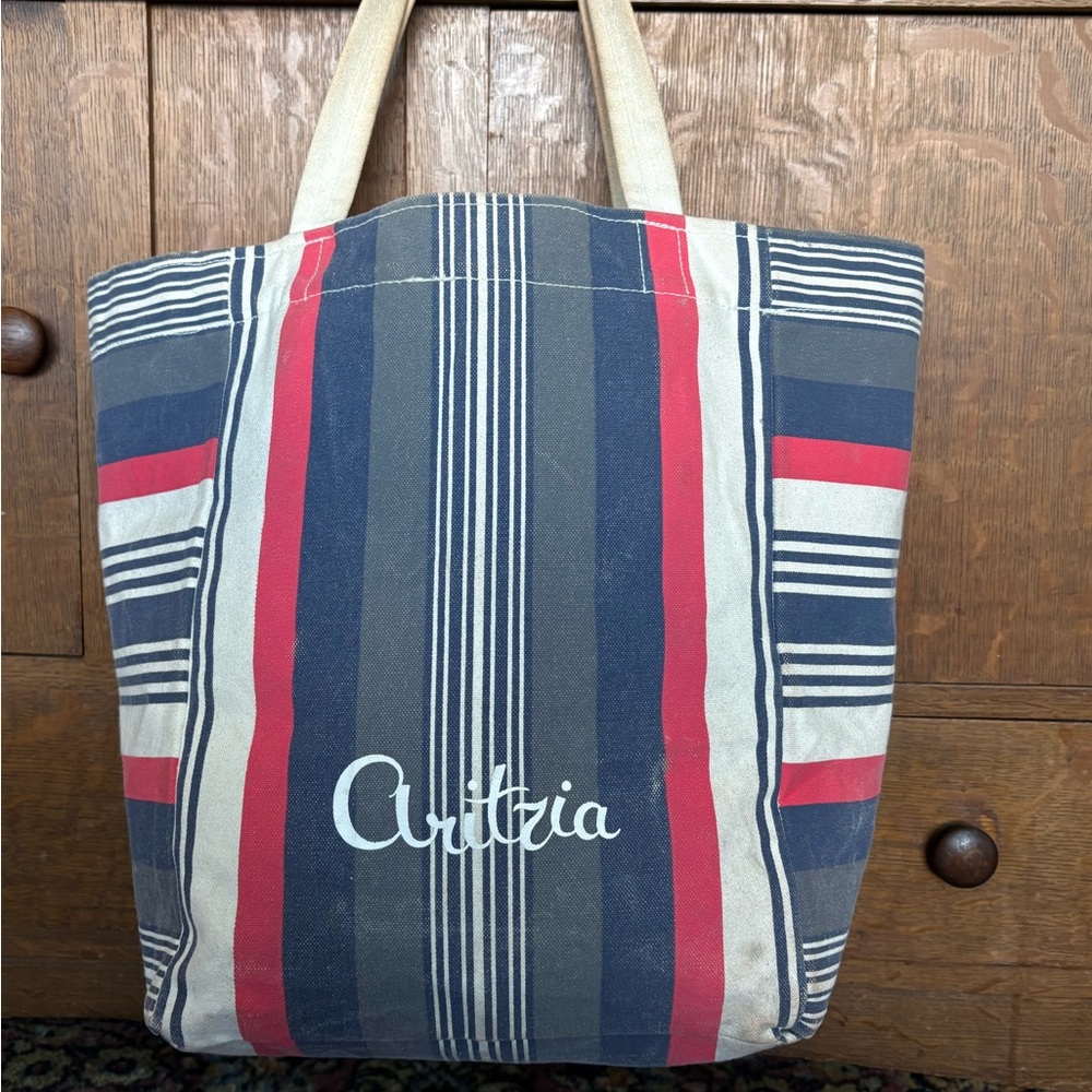 Aritzia Red White Blue Canvas Tote Bag